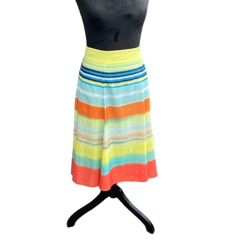 Ted Baker,‎ London A-line skirt. Summer colors midi striped pockets size 1
